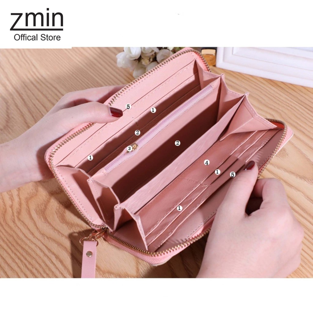 Ví nữ dài cầm tay Zmin, chất liệu cao cấp đựng vừa điện thoại - V009