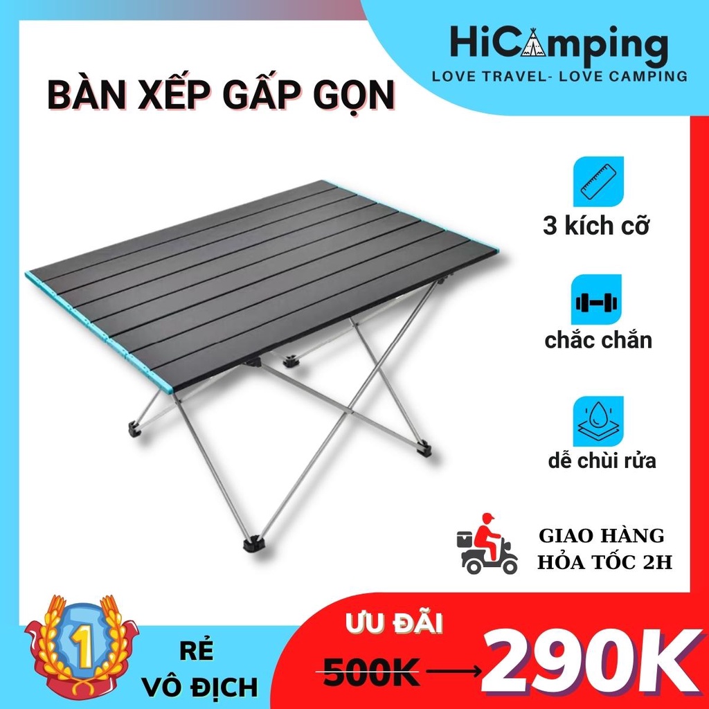 Bàn dã ngoại xếp gọn, bàn picnic, bàn du lịch gấp gọn bằng hợp kim nhôm nhẹ, gấp gọn, chắc chắn, độ bền cao.