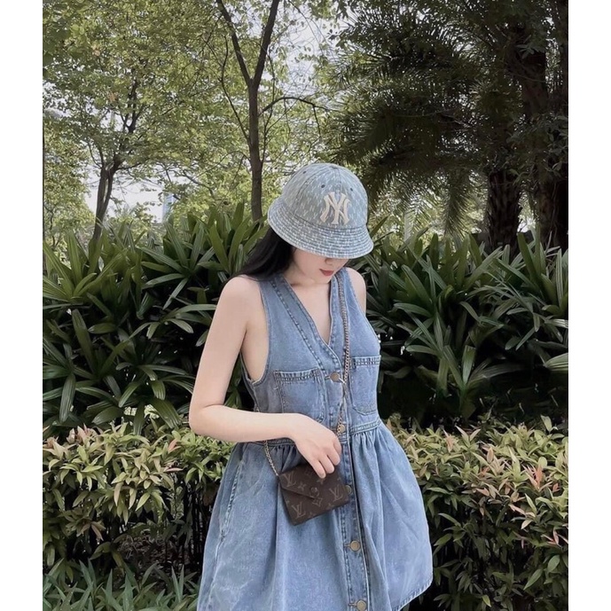 Váy jean sát nách túi hàng mới về siêu hot, Đầm jean ba lỗ dáng babydoll kèm ảnh thật
