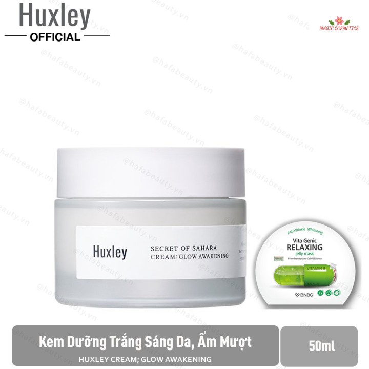[Mã giảm giá] Kem dưỡng ẩm, trắng sáng da Huxley Cream; Glow Awakening 50ml + Tặng Kèm 1 Mặt Nạ BNBG ( Loại Ngẫu Nhiên)