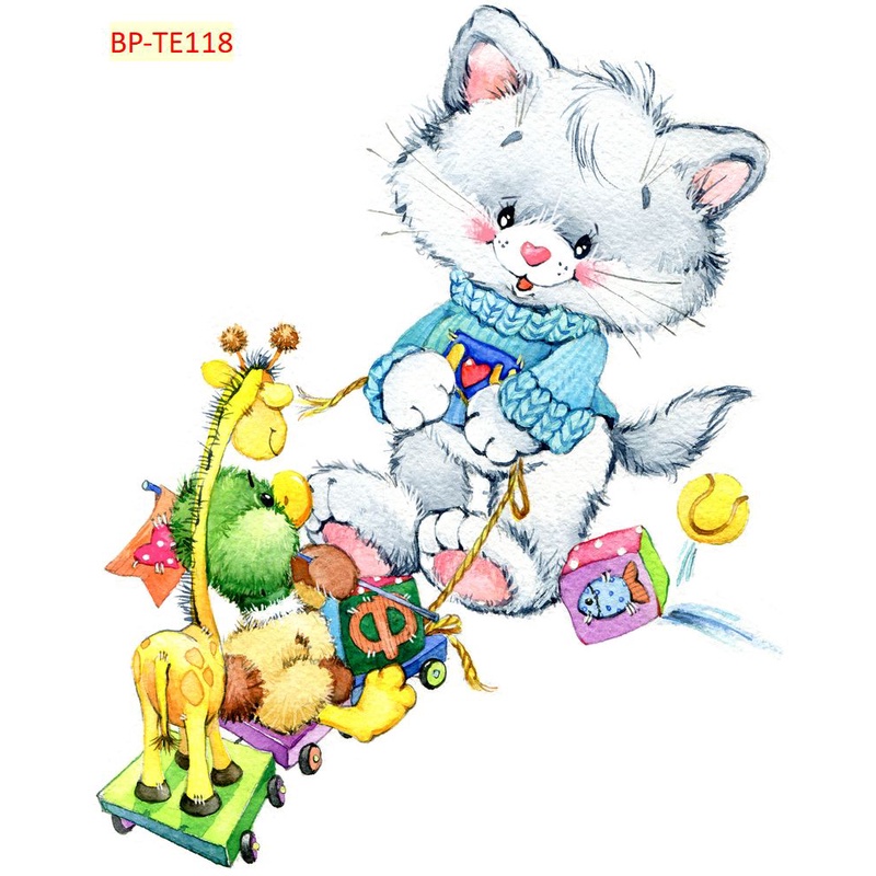 Tranh Dán Tường Phòng Trẻ Em Hoạt Hình Ngộ Nghĩnh Tặng Keo Và Dụng Cụ Dán