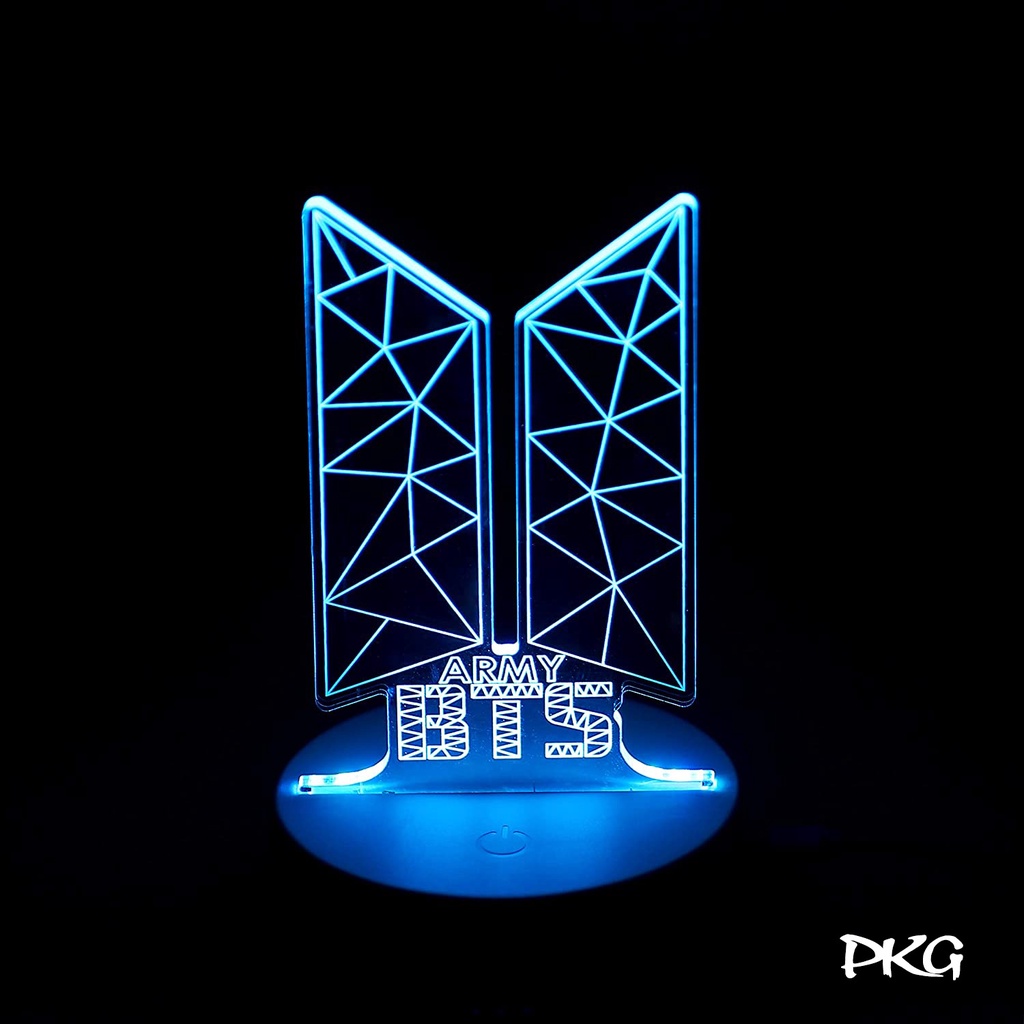 Đèn Ngủ Led 3D Hình BTS BANGTAN BOYS Quà Tặng Trang Trí cảm ứng có Điều khiển từ xa nháy sáng 16 màu