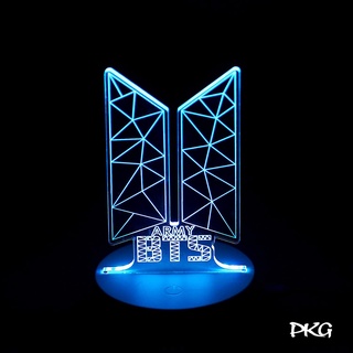 Đèn Ngủ Led 3D Hình BTS BANGTAN BOYS Quà Tặng Trang Trí cảm ứng có Điều khiển từ xa nháy sáng 16 màu DN60