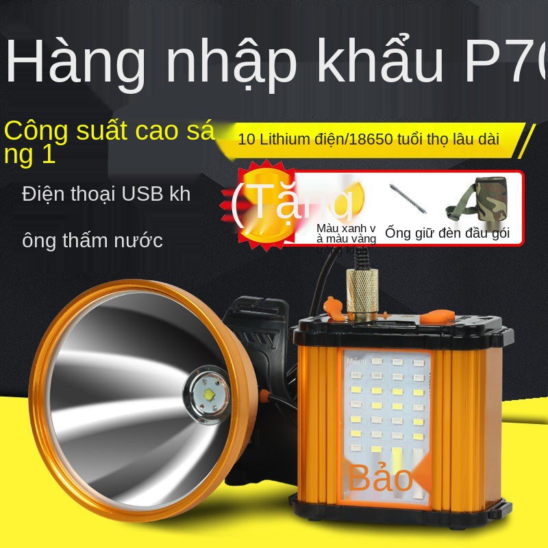 Đèn pha Santuo 10 pin lithium mạnh có thể sạc lại LED chiếu xa siêu sáng đội đầu của thợ mỏ ngoài trời thoát vị