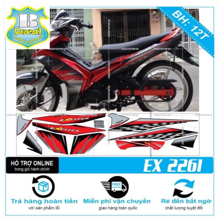 ( Quí khách vui lòng mang ra tiệm cho thợ dán ) Tem EX 2010 ĐỎ ĐEN 2261 [Bi Decal]