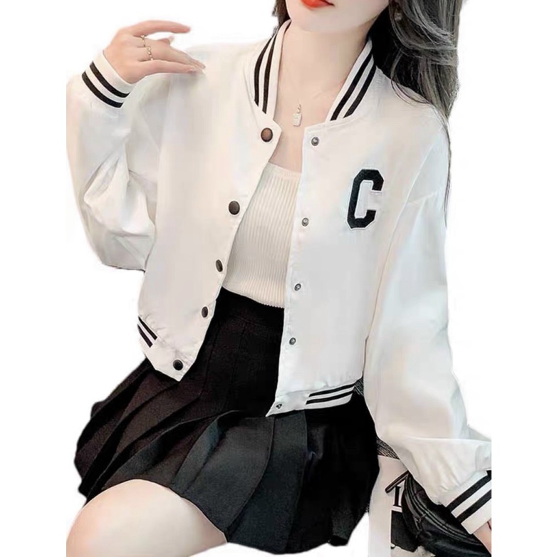 Áo khoác bomber gió dù Áo khoác Bomber Chữ C Bóng Chày