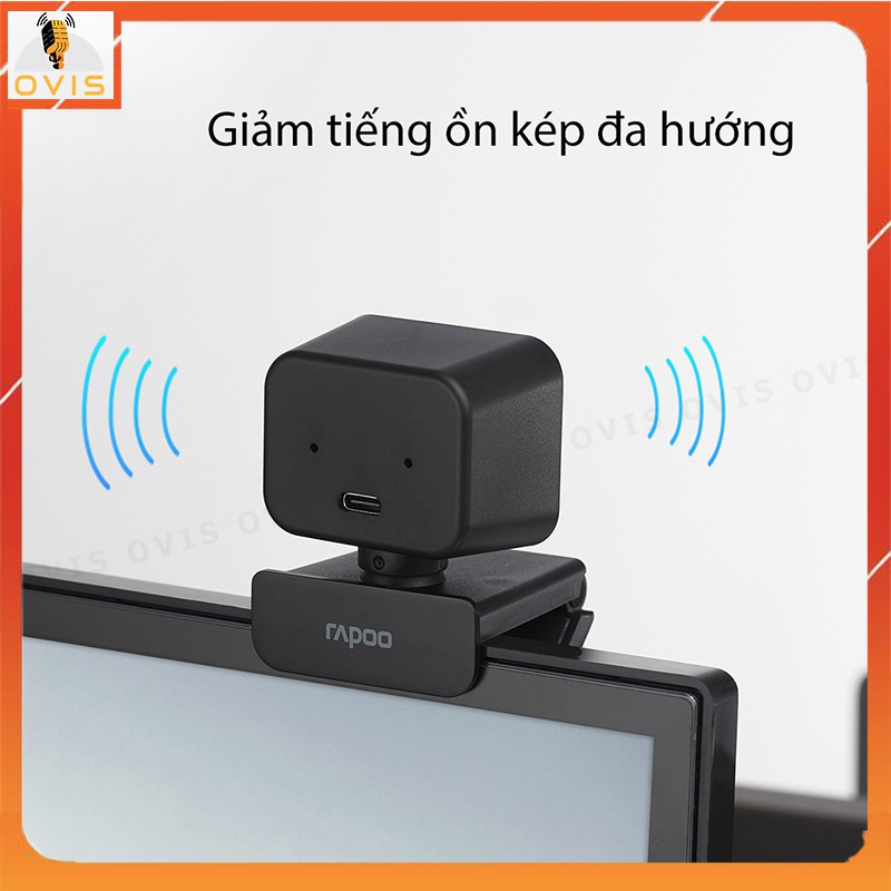 Rapoo C270L - Webcam Họp Trực Tuyến Lấy Nét Tự Động HD 1080p, Góc Siêu Rộng 105°, Giảm Tiếng Ồn Kép