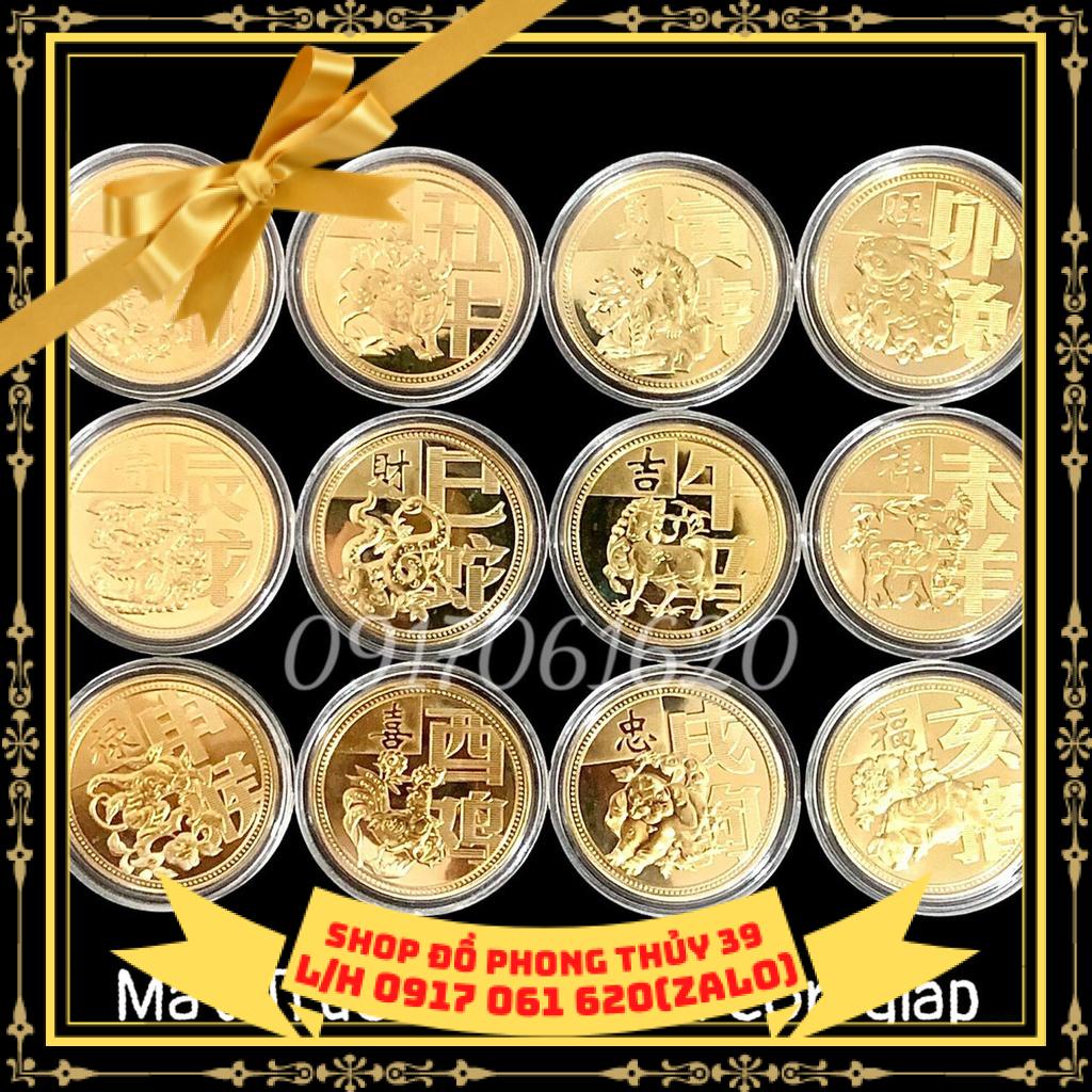 Bộ 12 Đồng Xu 12 Con Giáp Đài Loan Phong Thủy May Mắn