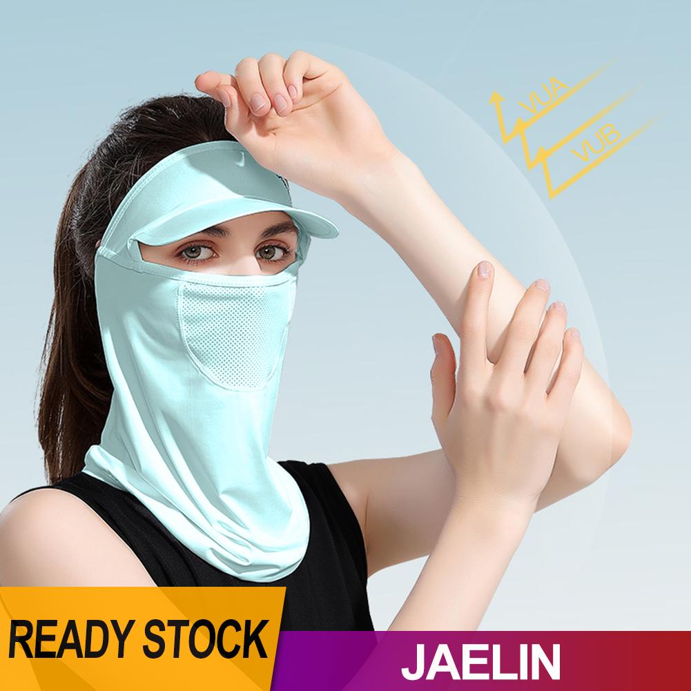 Mũ che nắng UV UPF 50+ có khẩu trang che mặt đeo cổ bằng lụa cho chơi thể thao ngoài trời