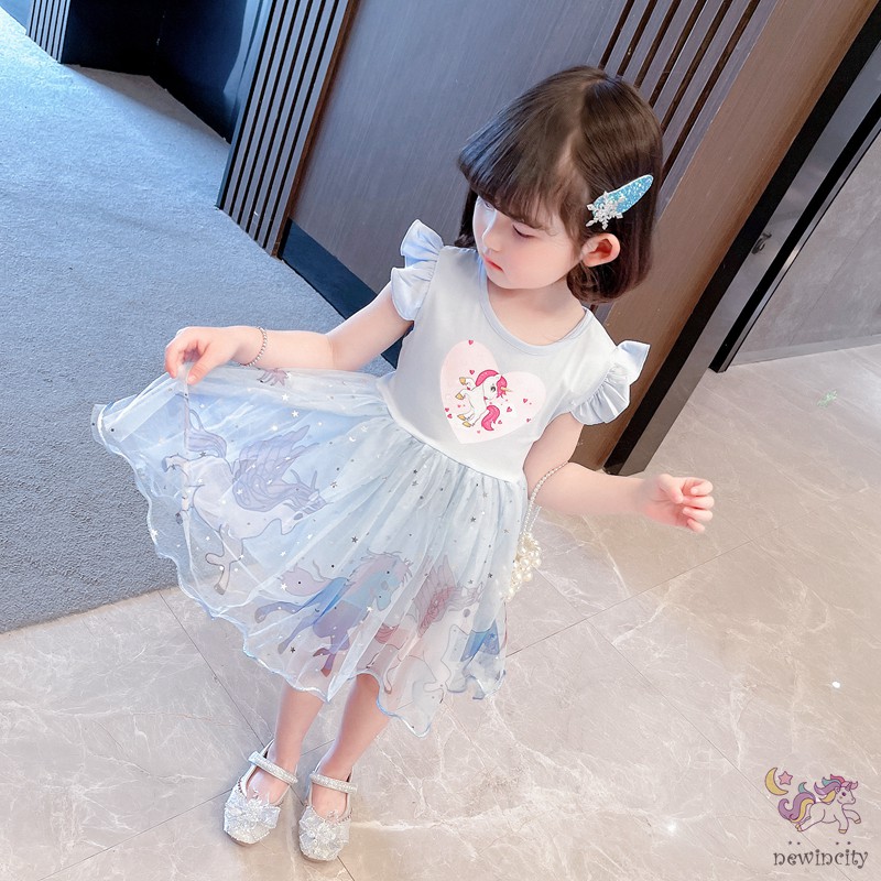 Đầm Tay Cánh Tiên In Họa Tiết Thời Trang Cho Bé Gái