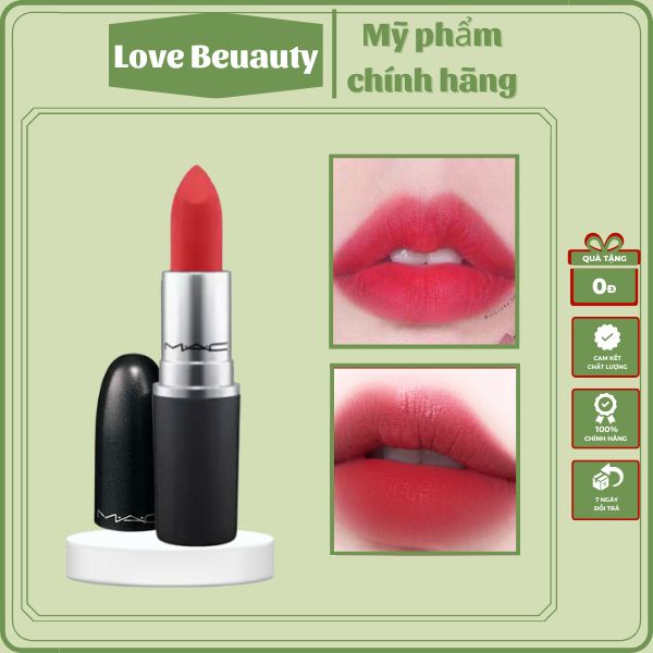Son MAC Powder Kiss Màu 922 Werk Werk Werk – Đỏ Lạnh Ánh Cam