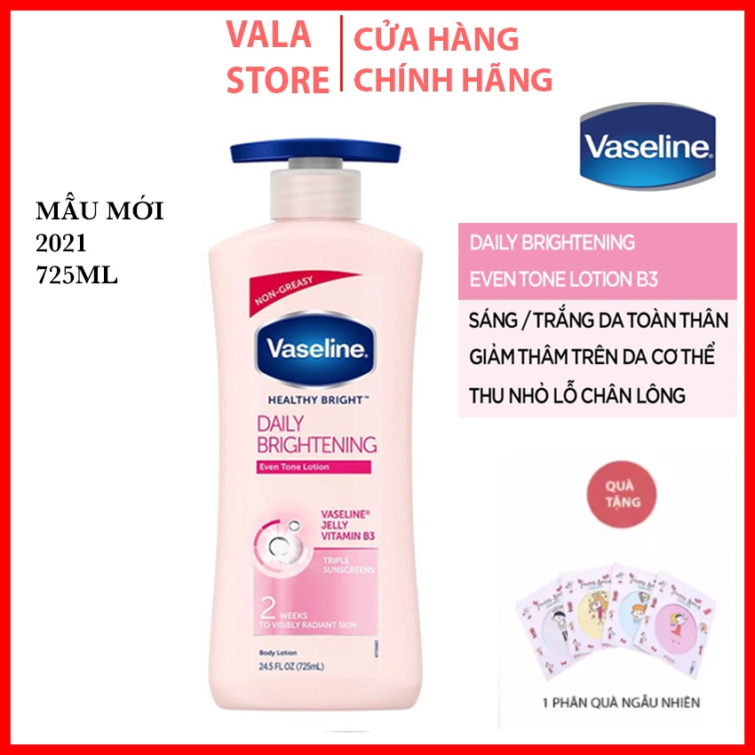 [Mẫu Mới 2021] Sữa dưỡng thể Vaseline Healthy Bright Daily Brightening 725ml, dưỡng trắng, mềm mịn vala  store