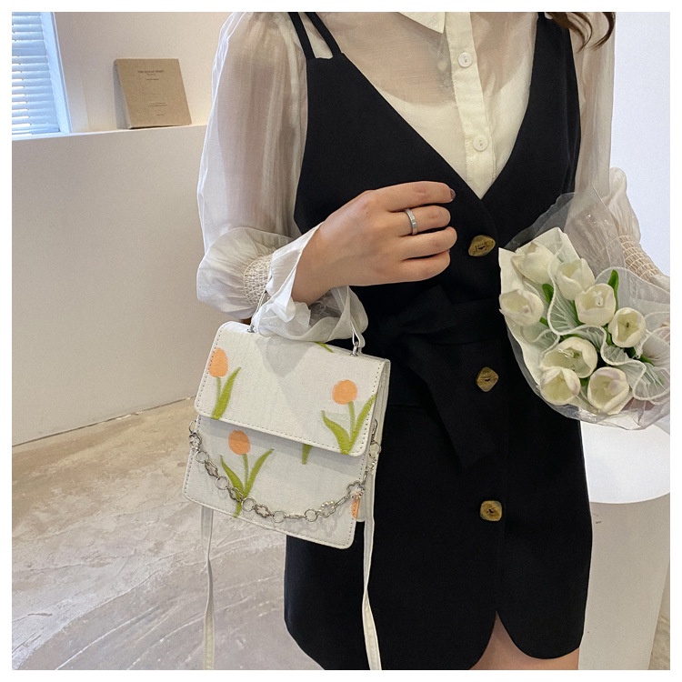 Túi xách JASMIN NOIR đeo chéo vải canvas phối dây xích thời trang cho nữ