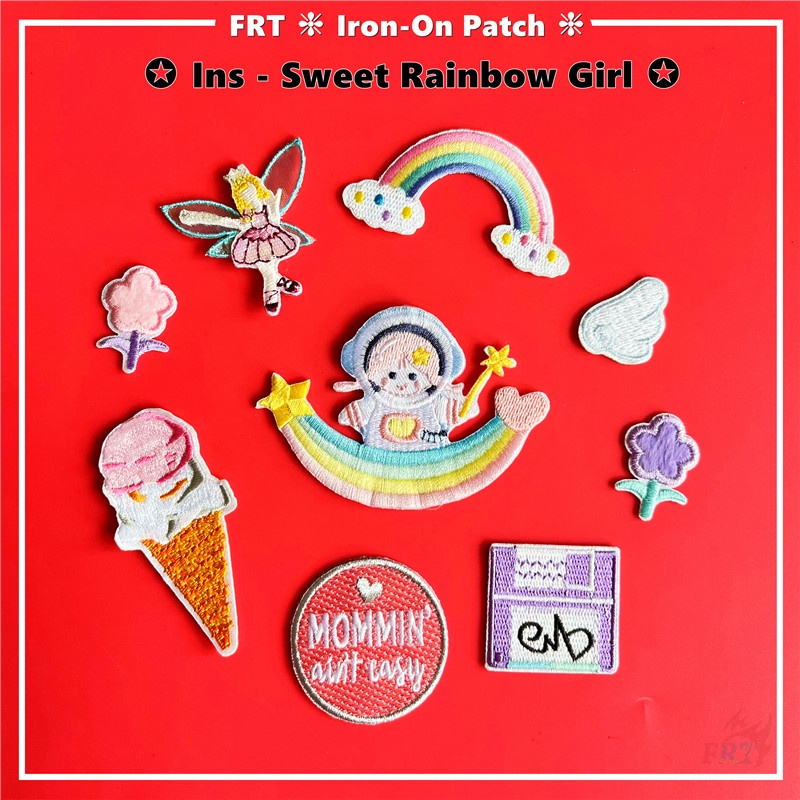 ☸ Miếng Dán Ủi Hình Cầu Vồng Ngọt Ngào Cho Nữ ☸ 1 Sticker Ủi Thêu Hình Phi Hành Gia