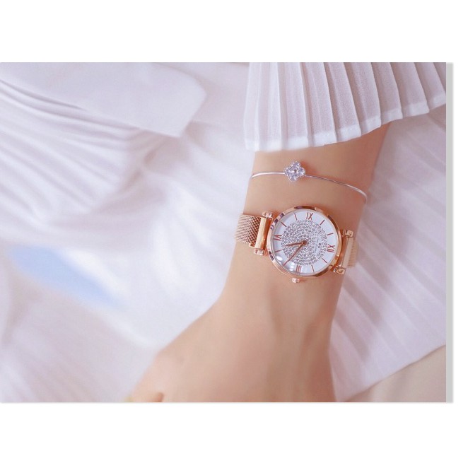 Đồng hồ nữ Bee Sister chính hãng dây nam châm mặt đính đá mẫu mới siêu hot