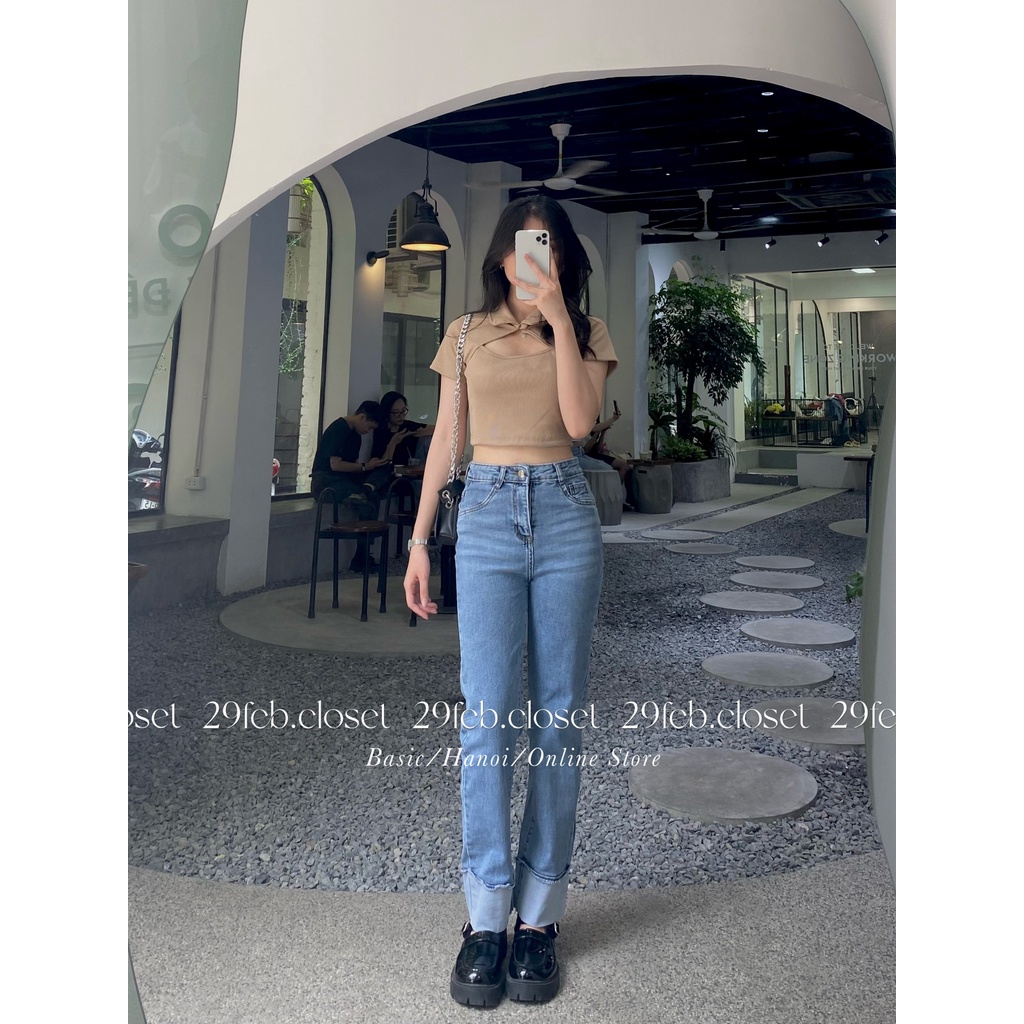 [Ảnh thật/Video] Áo polo croptop khuy cổ - 29feb.closet - A79