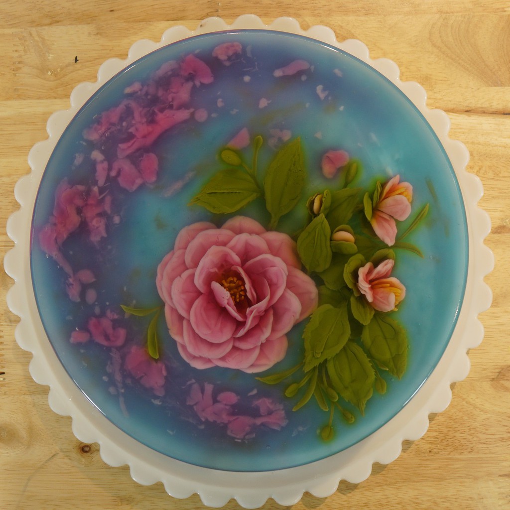 [Voucher-Khóa học Online] Thạch rau câu 3D: Hoa hồng trà nền xanh với đế mít cốt dừa lạ miệng [Toàn Quốc]