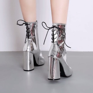 Boot ánh bạc buộc dây