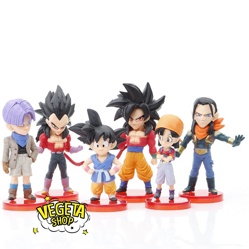 Mô hình Dragon Ball - Dragon Ball GT WCF - Set 6 nhân vật: Songoku Pan Vegeta SSJ4 Trunks Super Android 17 - Cao 8cm