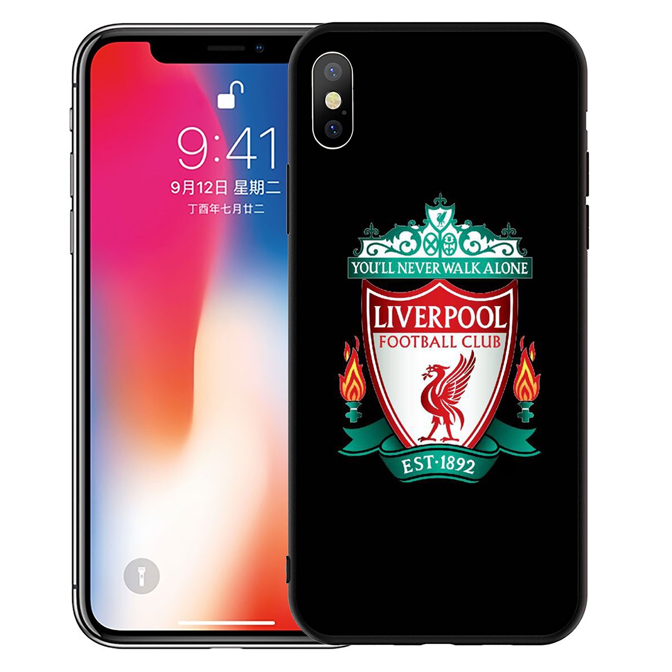 iPhone 12 Mini 11 Max Pro SE 2020 XR Phone Case Soft Silicone Casing Logo Liverpool red Wallpaper