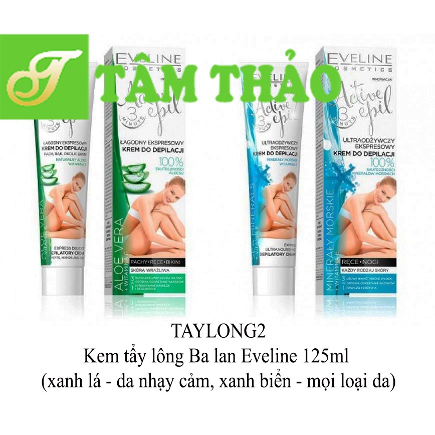 Kem tẩy lông Ba lan Eveline (xanh biển)  125ml 5901761967616,  (xanh lá) 5901761967623