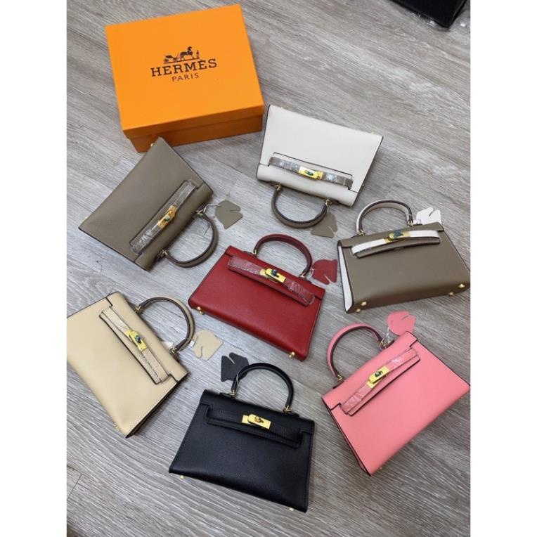 Túi xách cầm tay đeo chéo Herr.mes size 22 và size 19 dáng lùn da lì tag vàng hàng Túi xách Linahop