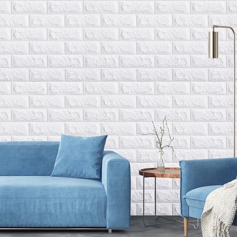 Giấy dán tường họa tiết gạch 3D chống thấm nước trang trí phòng ngủ/phòng khách DIY