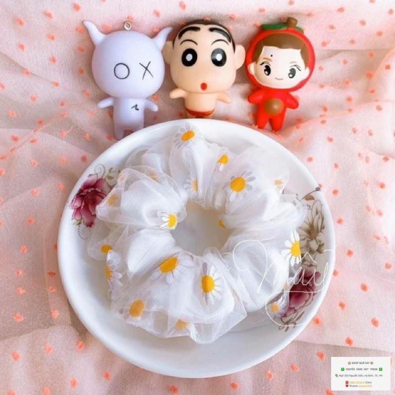 Dây Buộc Tóc SCRUNCHIES Hoa Cúc Hai Lớp