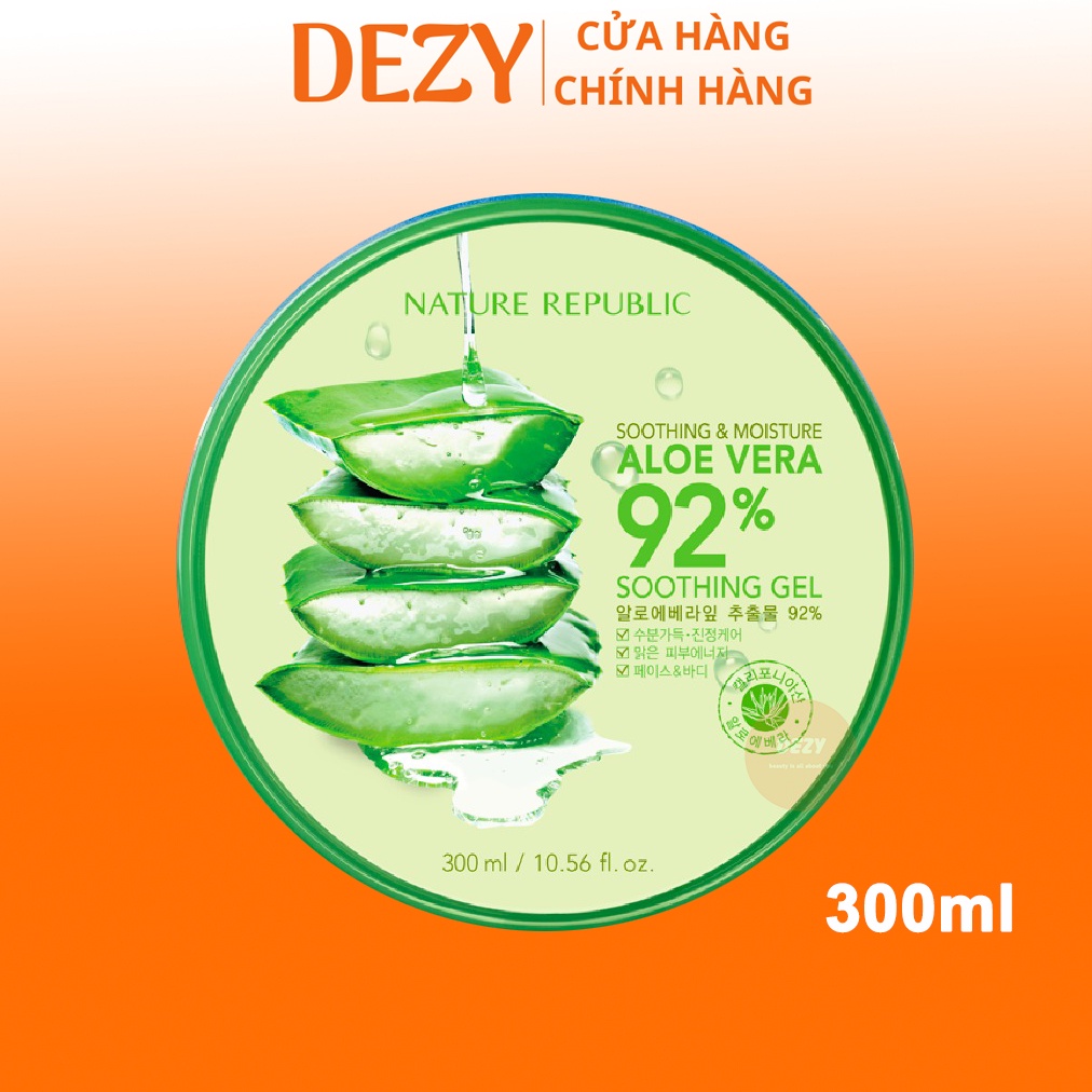 Gel Nha Đam Nature Republic Dưỡng Ẩm 92% Chính Hãng Hàn Quốc - Aloe Vera Nha Đam Lô Hội Dịu Da Đa Năng Skincare Dezy
