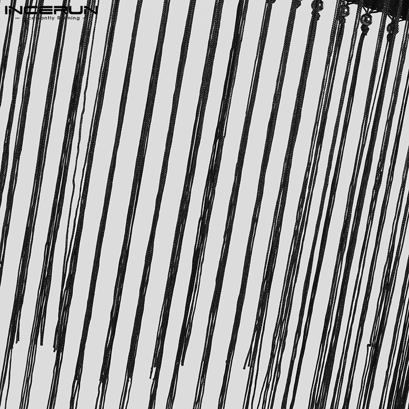 Áo thun INCERUN crop top tay ngắn phối tua rua gợi cảm cho nam