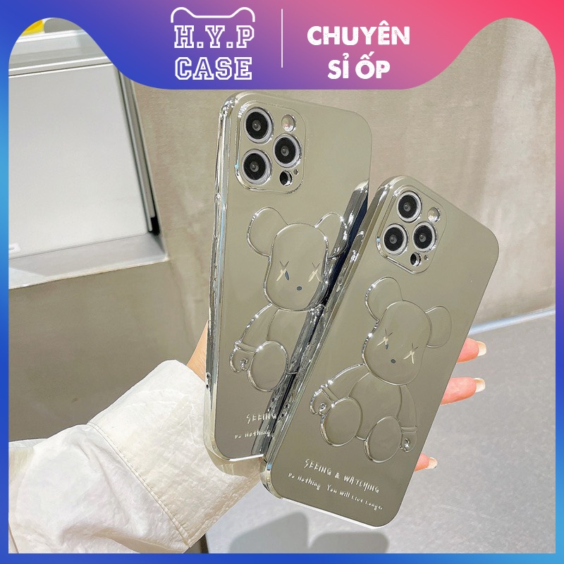 Ốp Lưng Iphone KAWS Màu Full Bạc Hàng Loại 1 Hình Nổi 3D Sáng Đẹp Lung Linh (02)
