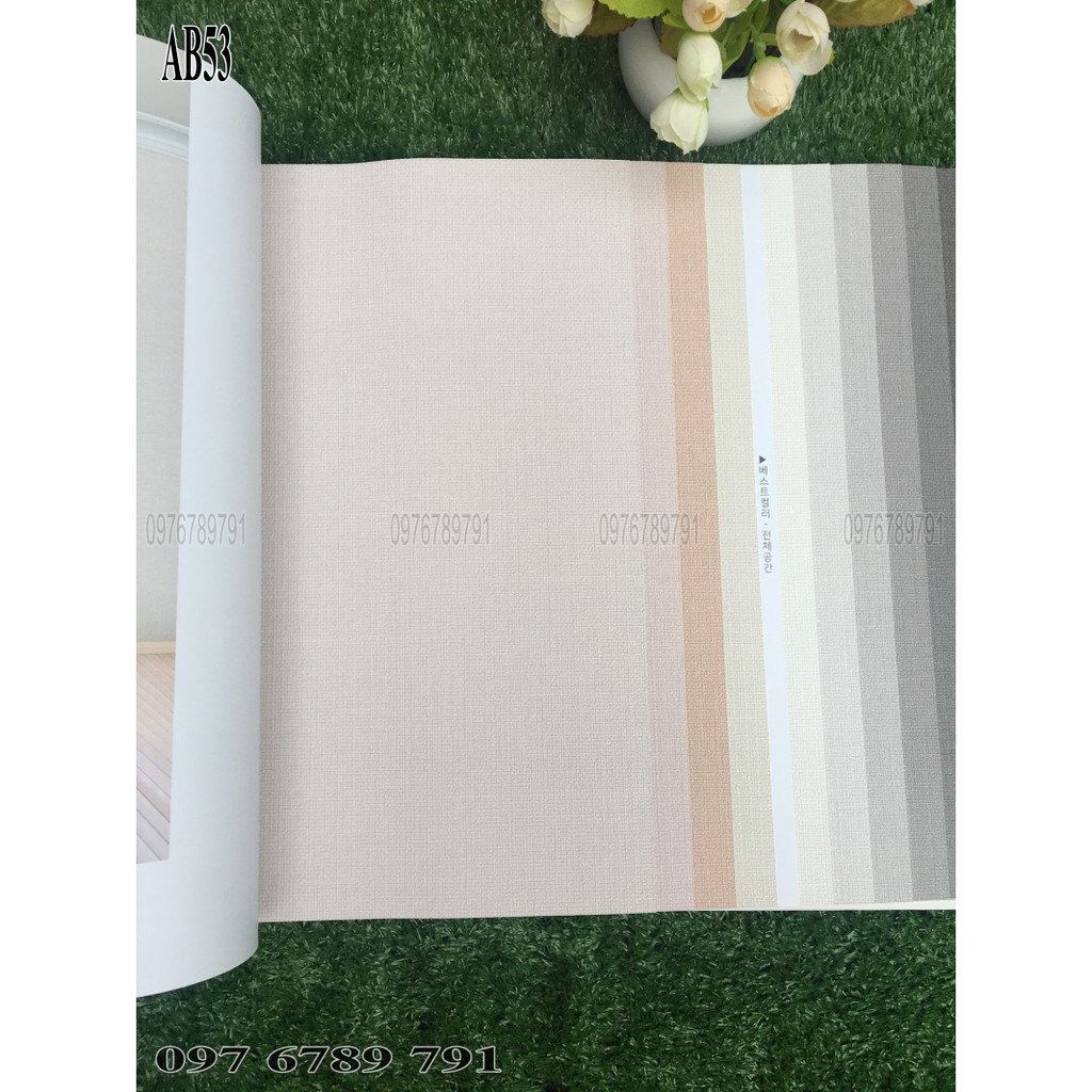 Giấy Dán Tường Hàn Quốc Cao Cấp Vân Vải Nhỏ AB Cho Phòng Ngủ Khổ 1.06m x 15.6 m Màu Hồng, Trắng, Xám