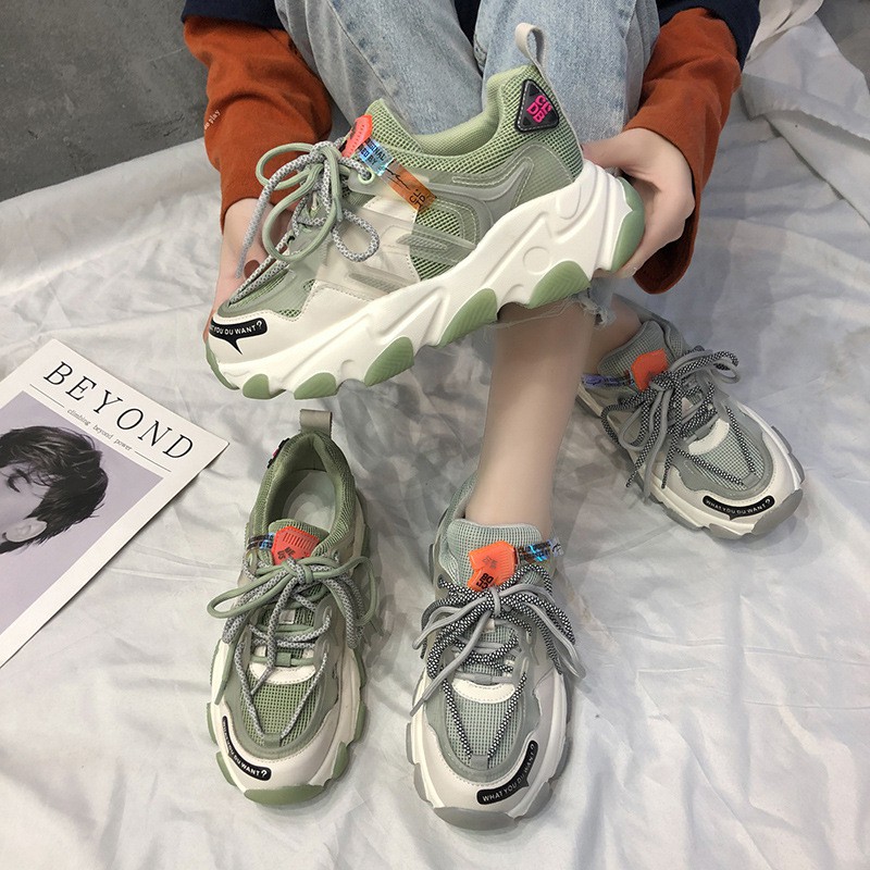 Giày thể thao nữ 2 dây buộc kiểu đế cao lượn sóng mẫu mới,trở thành cô gái tỏa sáng tốt nhất（07） | BigBuy360 - bigbuy360.vn