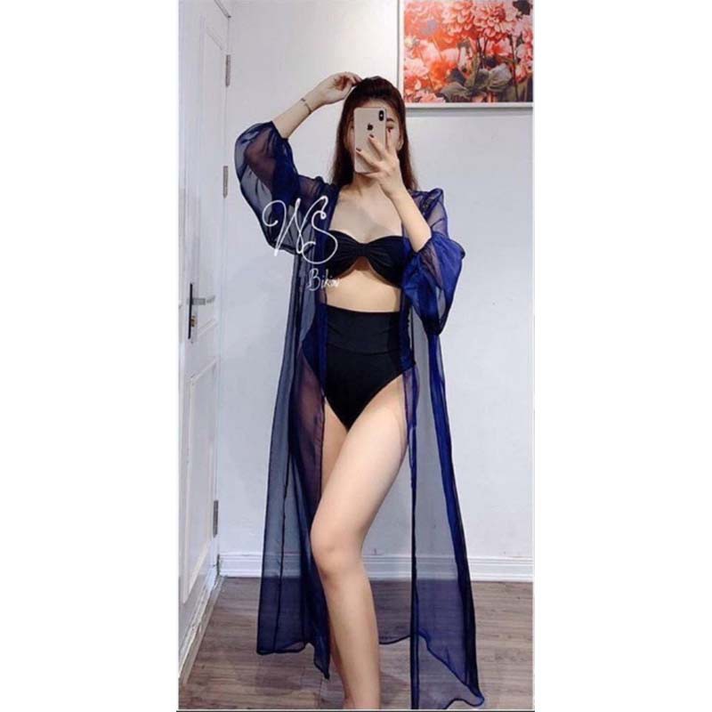 Đồ Bơi , Áo Choàng Bikini Đi Biển Đẹp Phối Ren, Voan Đẹp, Áo Tay Bó BKN 02