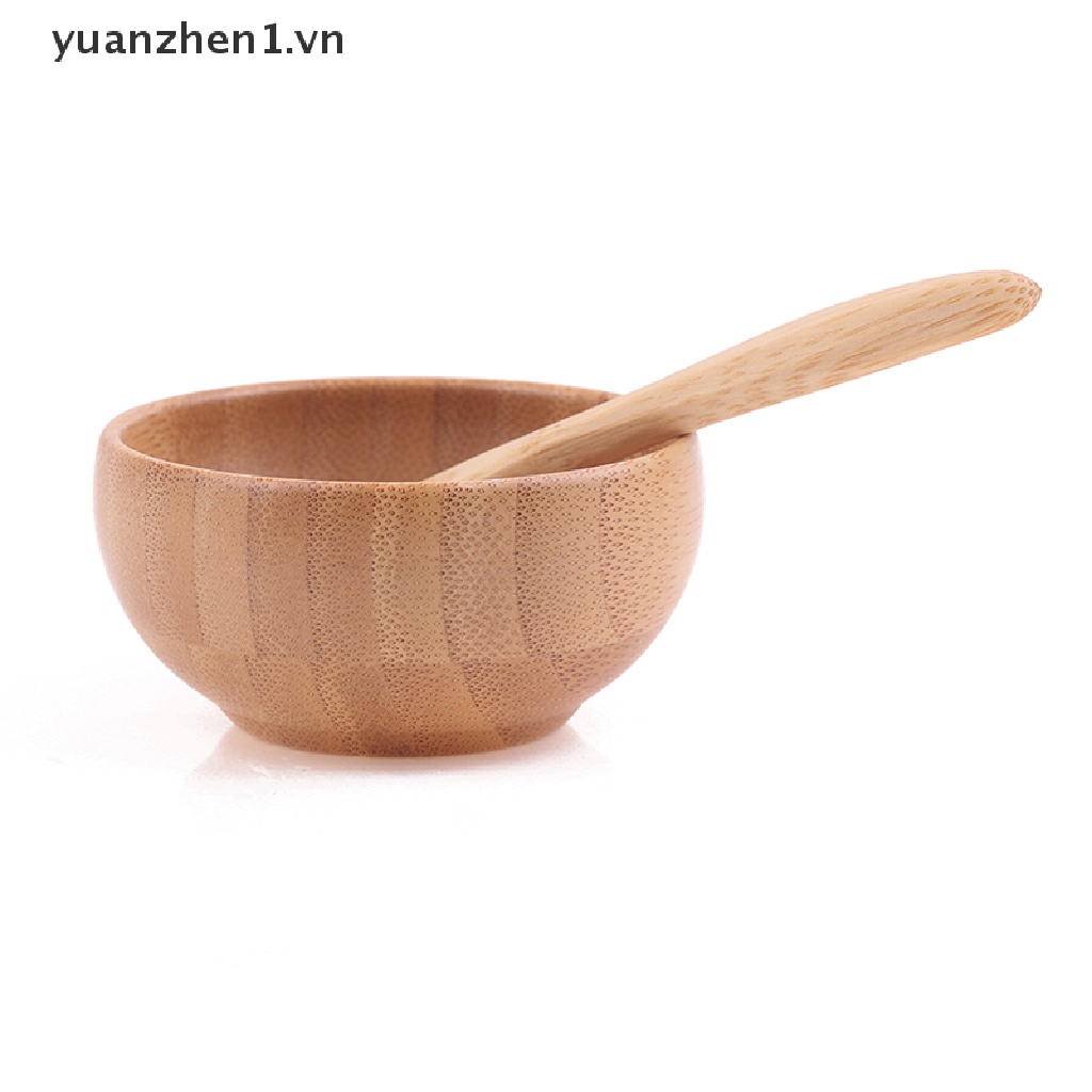 [Hàng mới về] Bộ bát trộn mặt nạ kèm muỗng nhỏ bằng tre thân thiện với môi trường chăm sóc da mặt