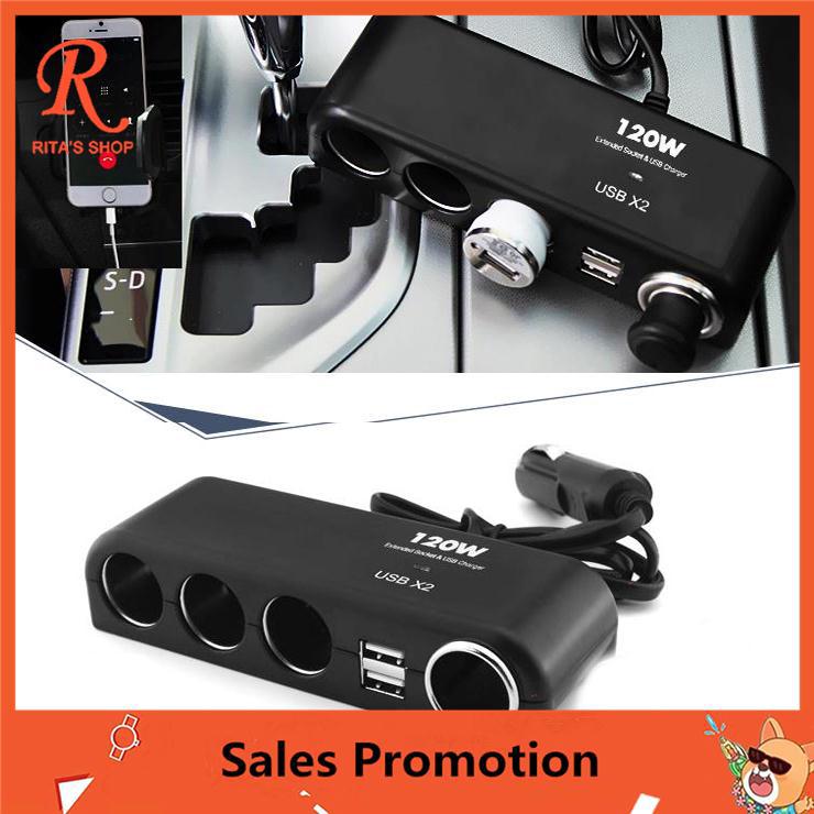 Bộ sạc xe hơi 4 cổng USB + bật lửa điện tử