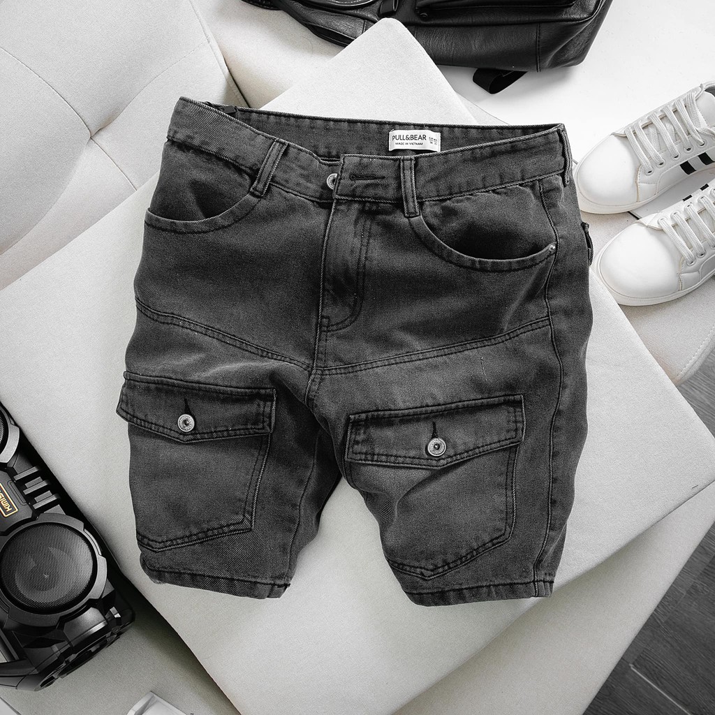 Quần short jean túi trước