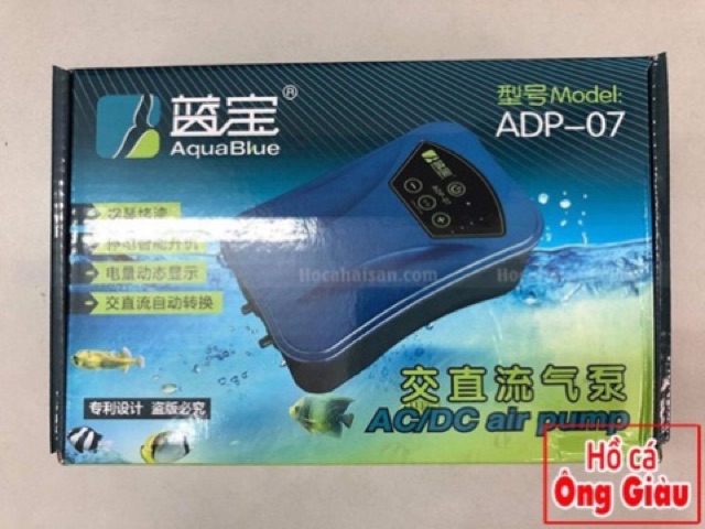 Máy Sủi Khí Oxy Tích Điện Êm Aqua Blue ADP-07 (Hàng Công Ty)