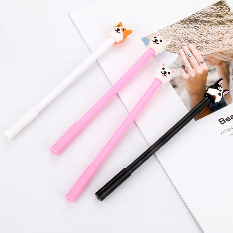 B69 bút đầu chó shiba bút hoạt hình bút dễ thương bút kute viết gel màu đen
