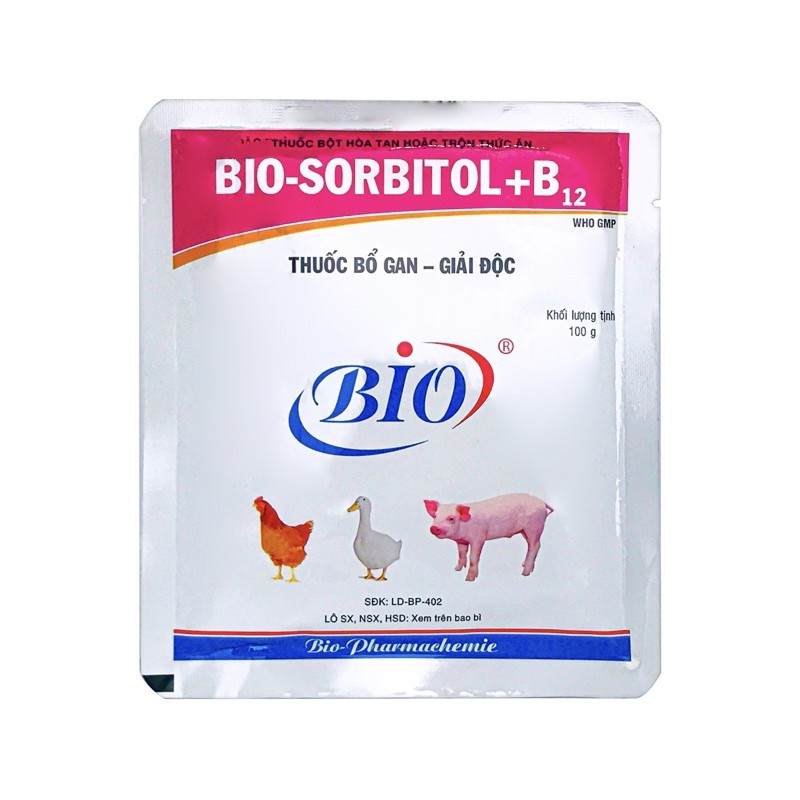 BIO SOLBITOL B12 giải độc, mát gan cho vật nuôi.