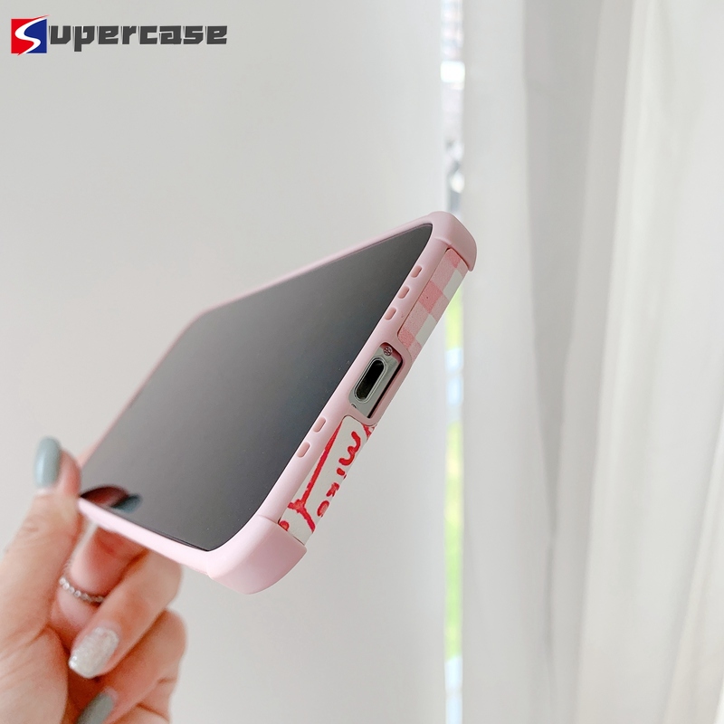 Casing For Vivo Y52s Y31s Y50 Y30 Y73s Y70s Y95 Y91 Y85 Y83 Y81 Y19 Y17 Y15 Y13 Y12 Y11 Y66 Y67 Y9s Y7s V17 Neo V15 Pro V11i V9 V5 Lite S1 Pro Cover Cute 3D Peach PINK Plaid Lambskin Shockproof Anti-fall Soft Phone Case