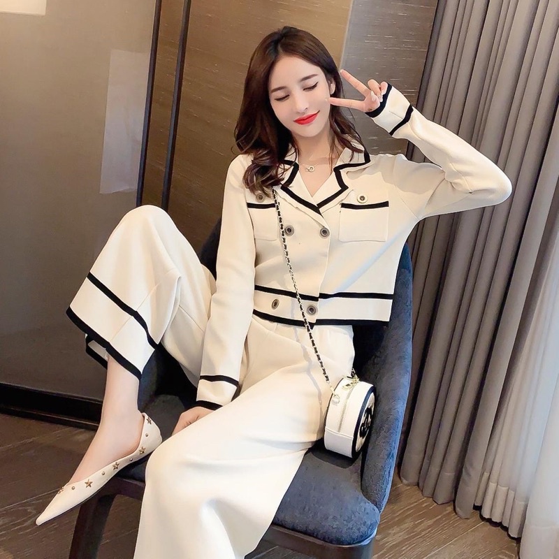 --Set đồ len nữ sang chảnh thu đông 2023 vintage Hàn Quốc
