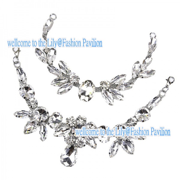 1402885 Phụ Kiện Dây Xích Tròn Đính Đá Mắt Ngựa Trắng Trang Trí Túi Xách / Đầm Cô Dâu