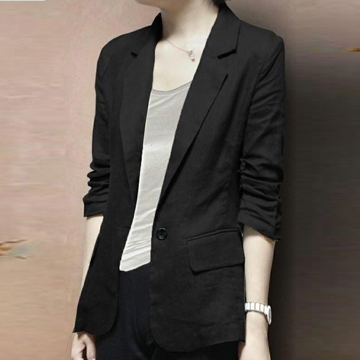 Áo vest Blazer Linen nữ dáng lửng tay chun, thời trang phong cách trẻ | BigBuy360 - bigbuy360.vn