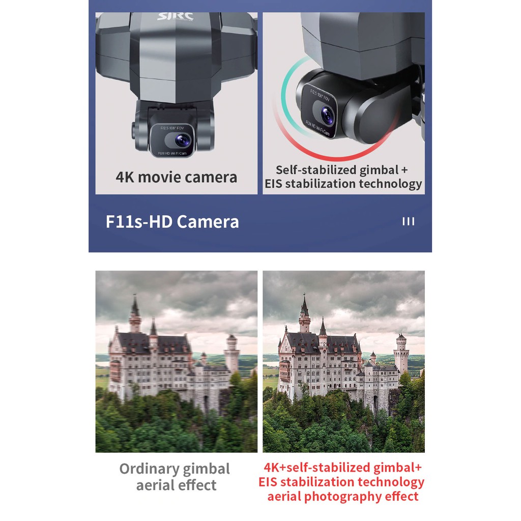 Flycam SJRC F11 4K PRO Gimbal 2 Trục & EIS Chống Rung Điện Tử - Phiên Bản Nâng Cấp Hoàn Hảo | BigBuy360 - bigbuy360.vn