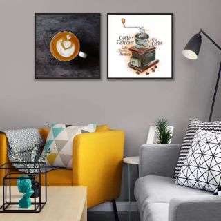 Tranh canvas chủ đề cafe 50x50 giá đã bao gồm khung