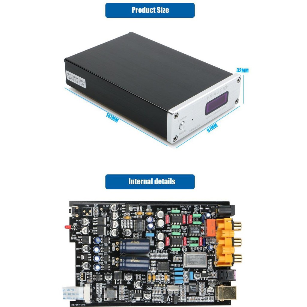 DAC giải mã FX-AUDIO DAC-SQ5 HIFI Cao Cấp 24BIT.192KHZ