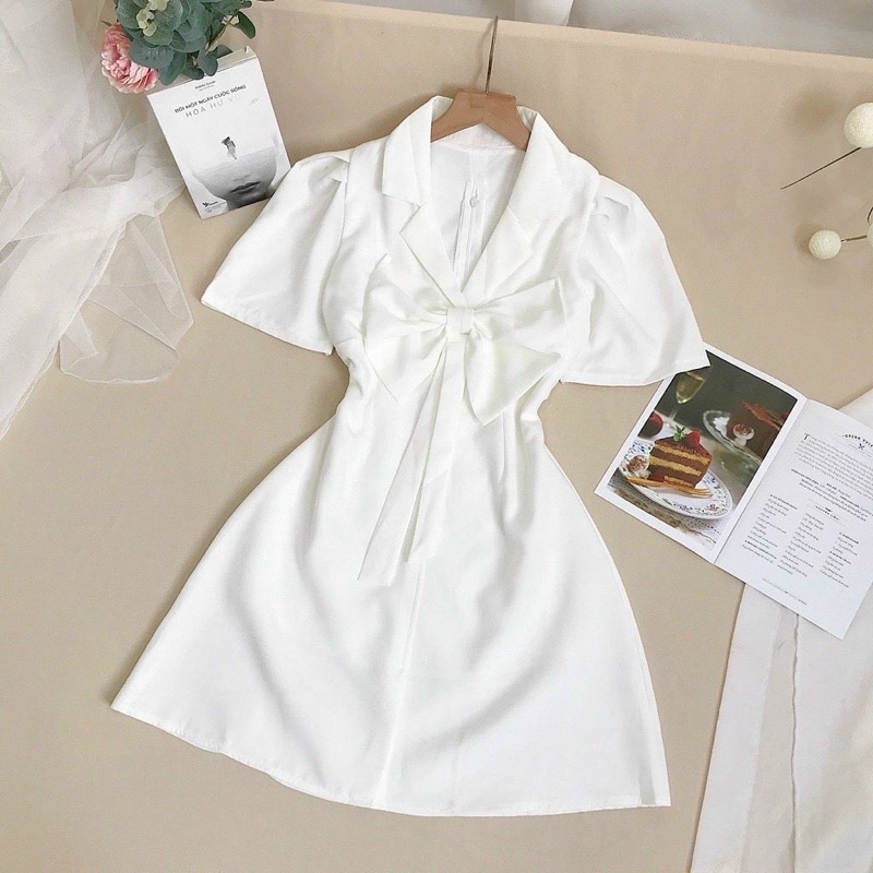 Đầm nơ cổ sơmi bigsize (55-90kg)