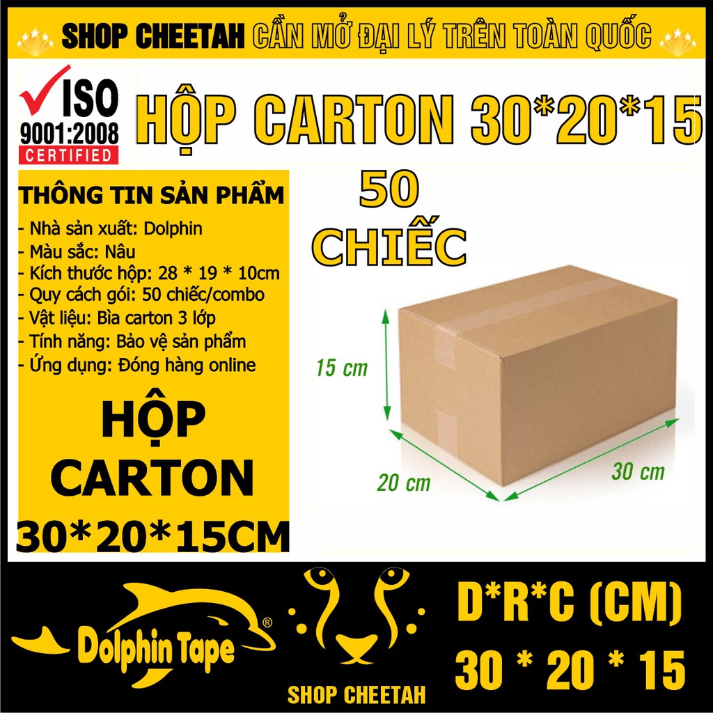 [30cm x 20cm x 15cm] Hộp carton combo 50 chiếc – Dùng trong công tác đóng hàng hỗ trợ vận chuyển - Hộp COD