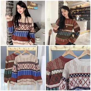 Áo Len Nữ Ulzzang, Áo Len Thổ Cẩm Dài Tay Chất Dày Mịn Không Bai Nhão.